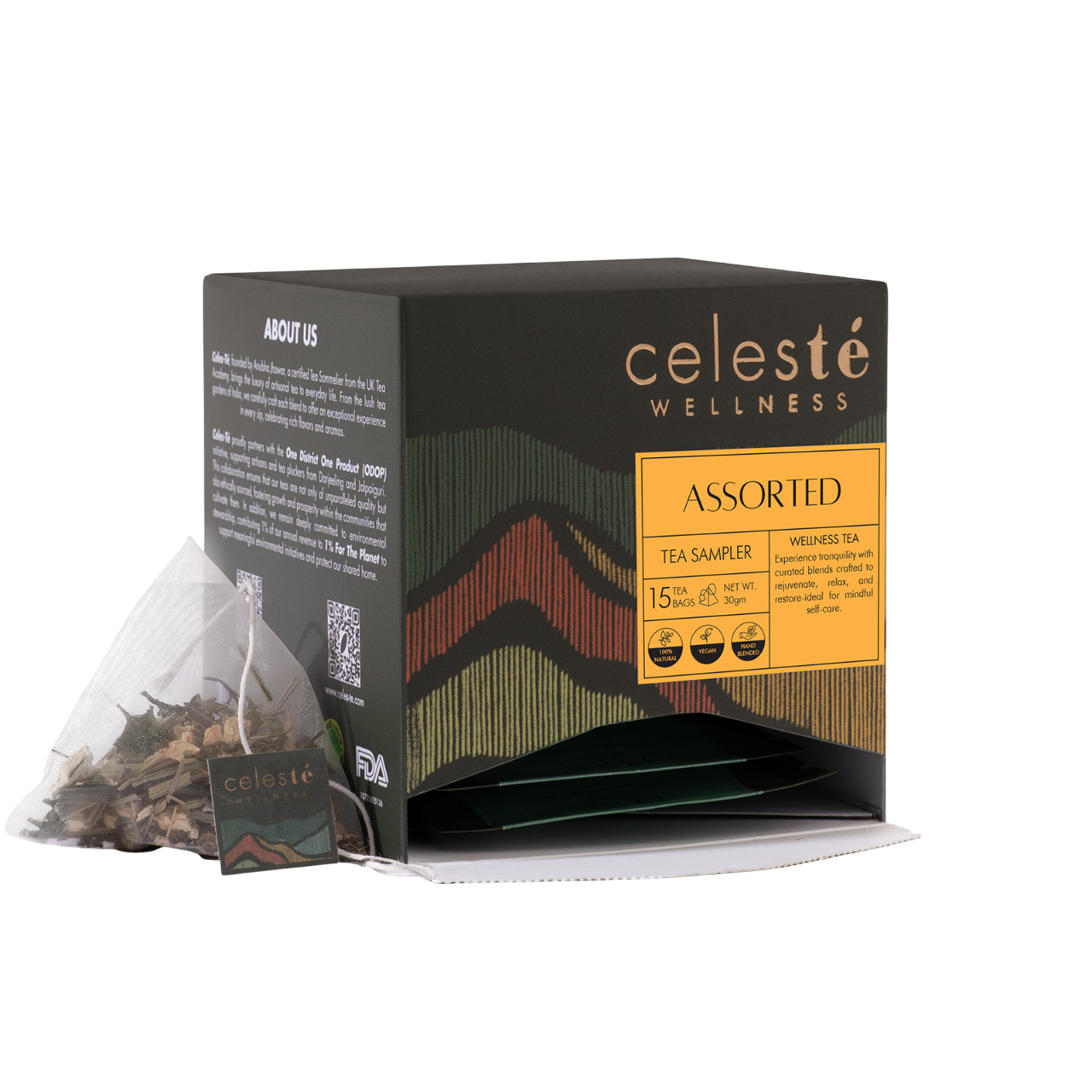 Assorted Tea Bags | Herbal & Green Tea Sampler - 15 Count