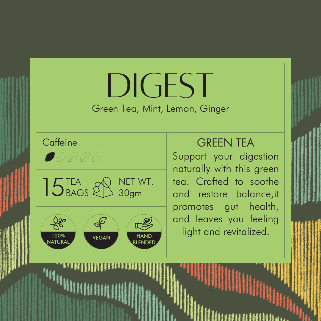 Ginger Mint Tea Bags | Digest Green Tea - 15 Count