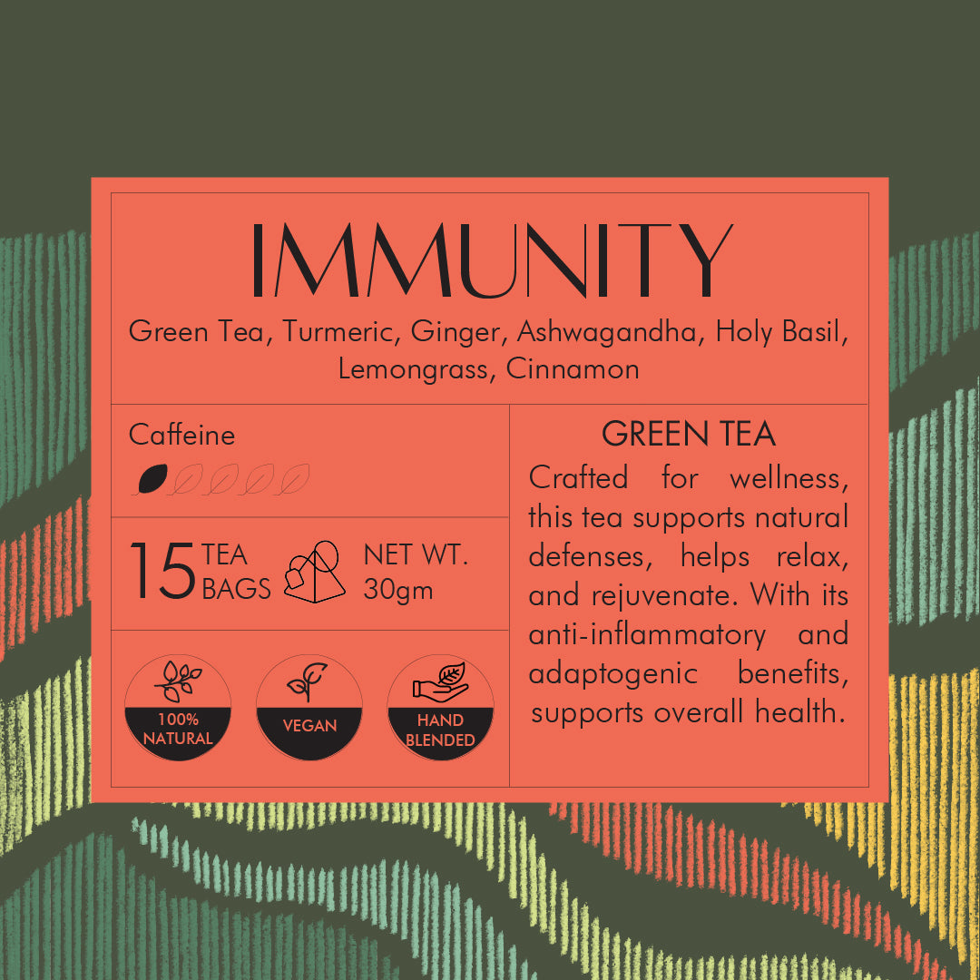 Ginger Turmeric Tea Bags | Immunity Green Tea - 15 Count