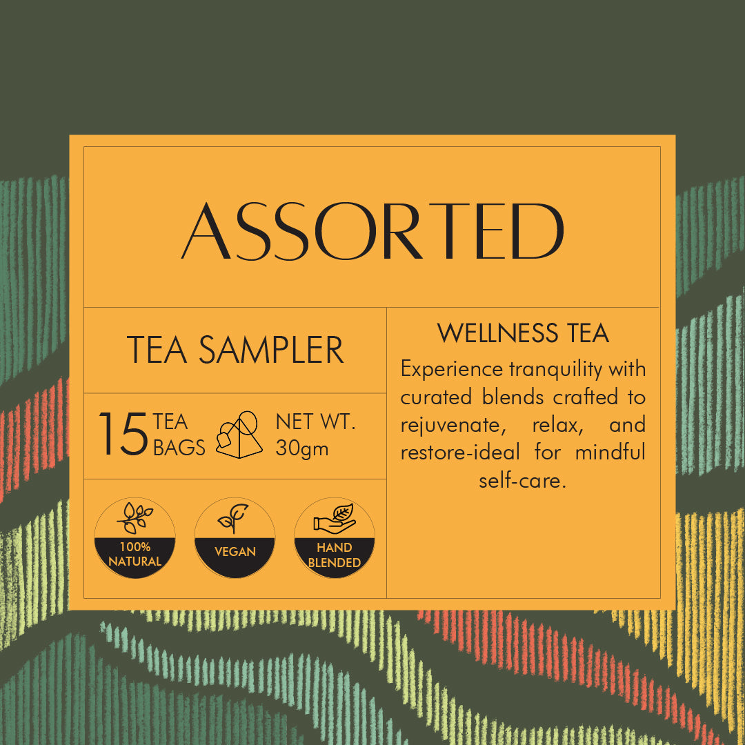 Assorted Tea Bags | Herbal & Green Tea Sampler - 15 Count