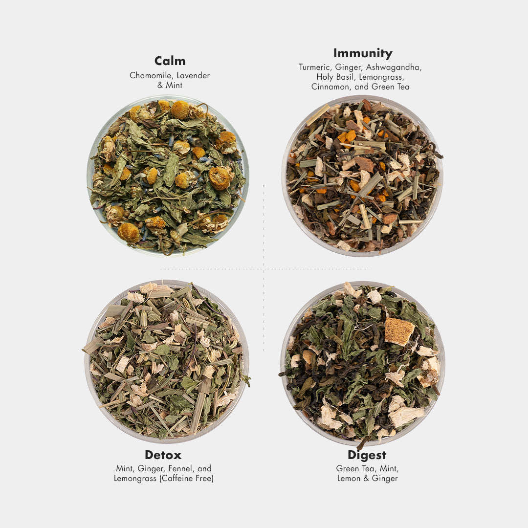 Assorted Tea Bags | Herbal & Green Tea Sampler - 15 Count